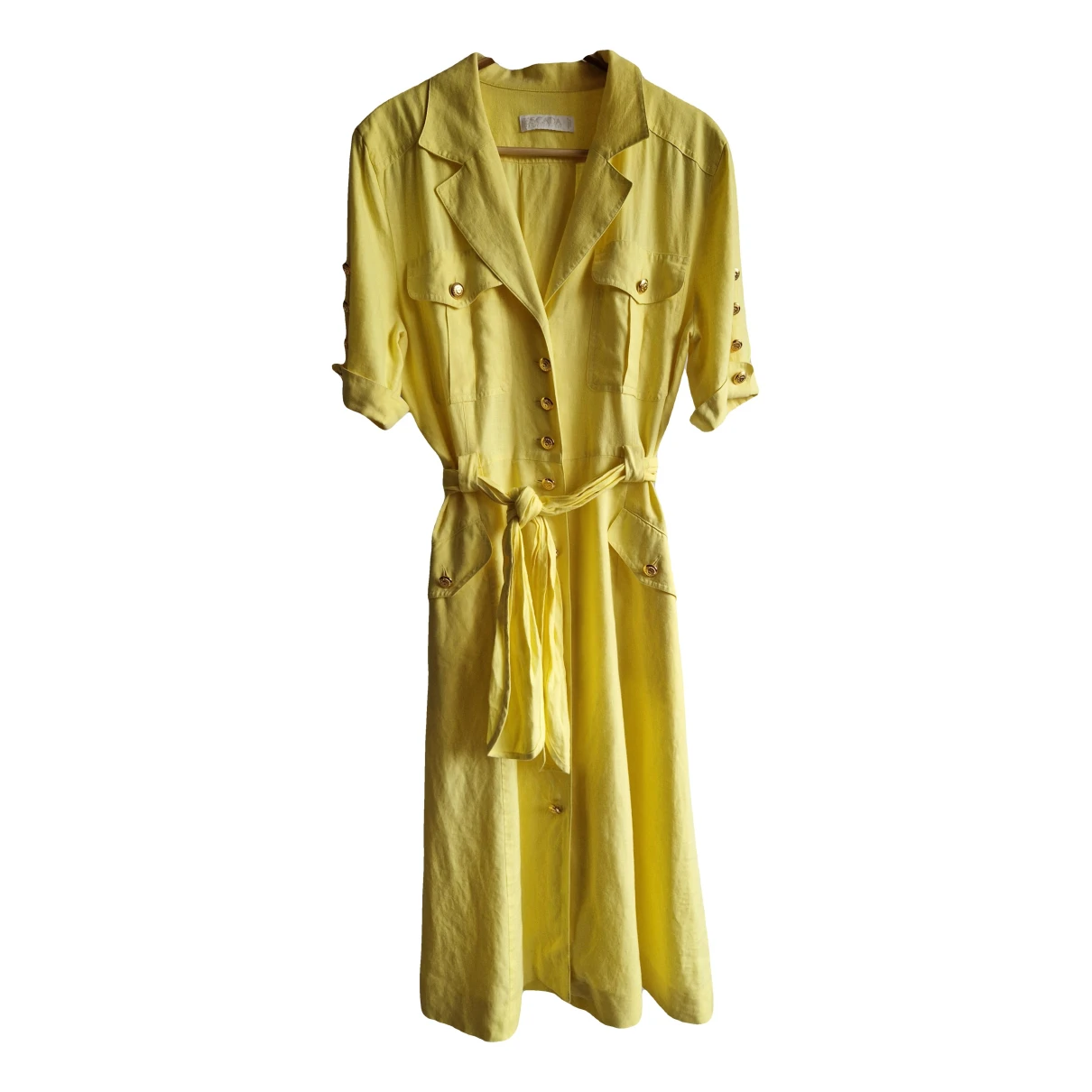 Pre-owned Escada Linen Mid-length Dress In Yellow