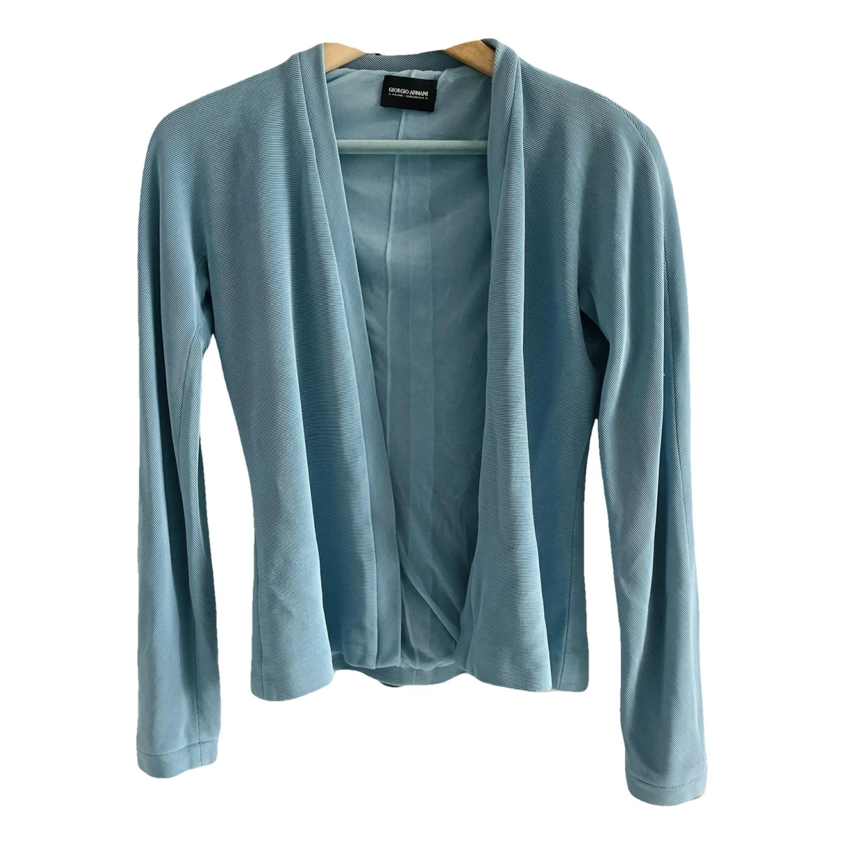 Pre-owned Giorgio Armani Jersey Top In Turquoise