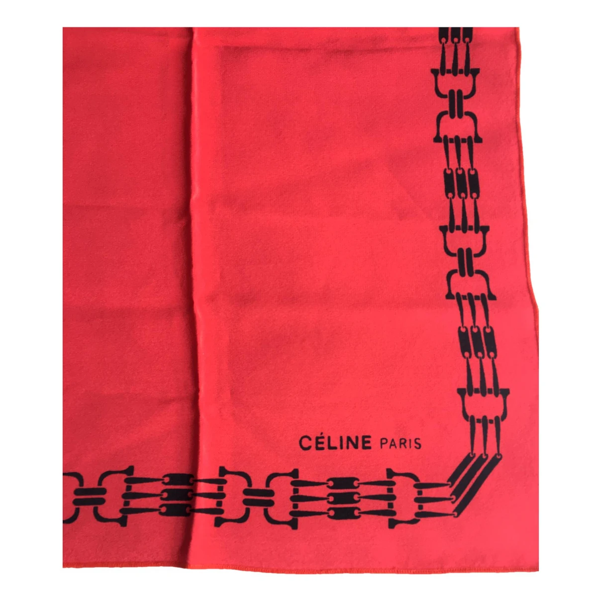Pre-owned Celine Silk Handkerchief In Red