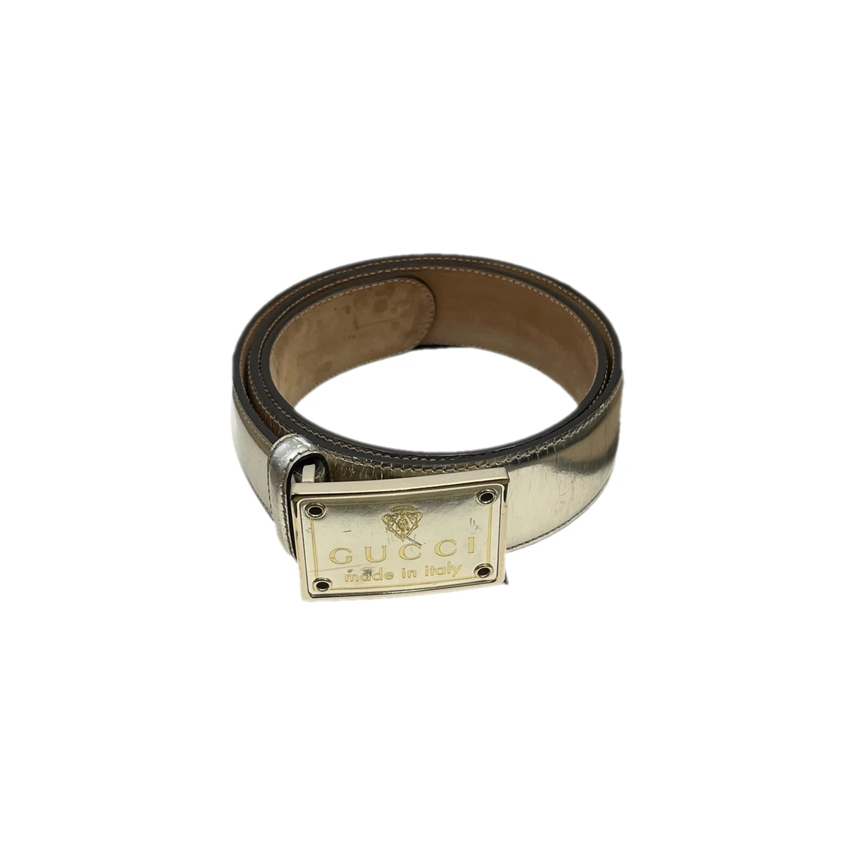 Pre-owned Gucci Leather Belt In Silver