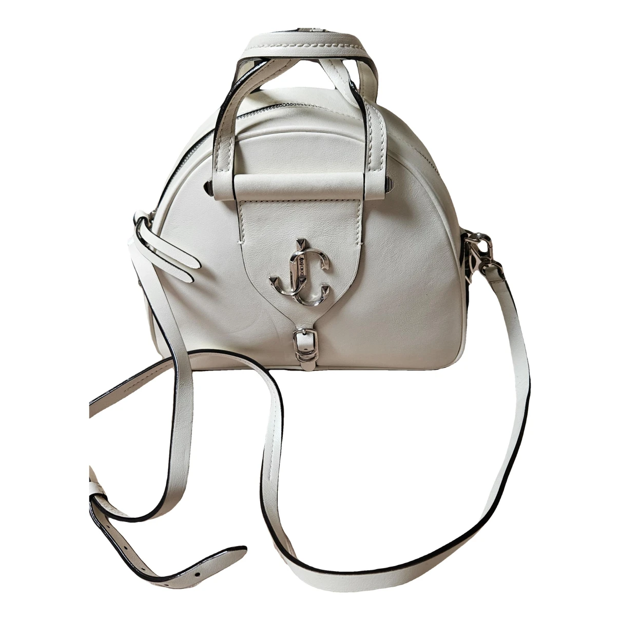 Pre-owned Jimmy Choo Varenne Leather Crossbody Bag In White