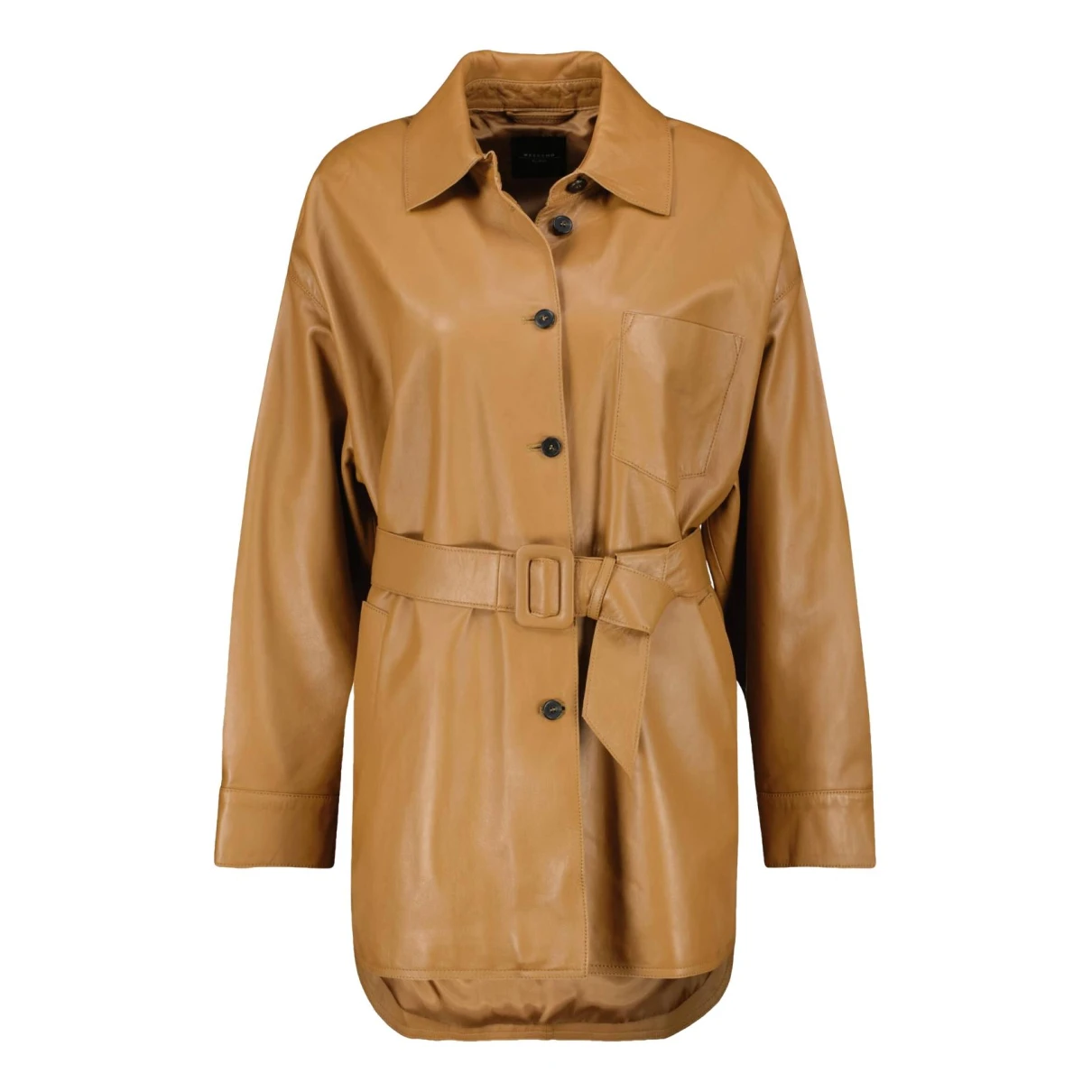 Pre-owned Max Mara Leather Biker Jacket In Camel