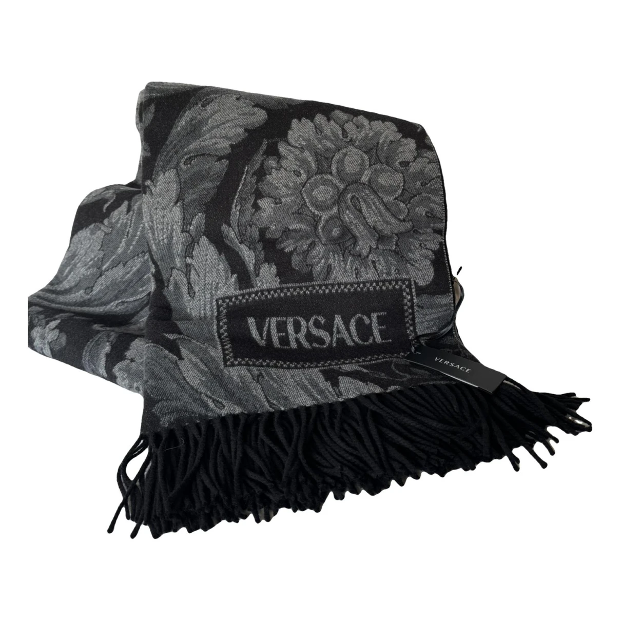Pre-owned Versace Wool Scarf In Black