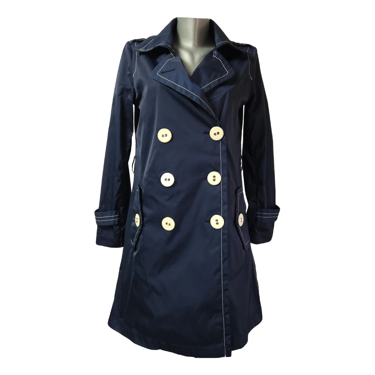 Pre-owned Fay Trench Coat In Navy