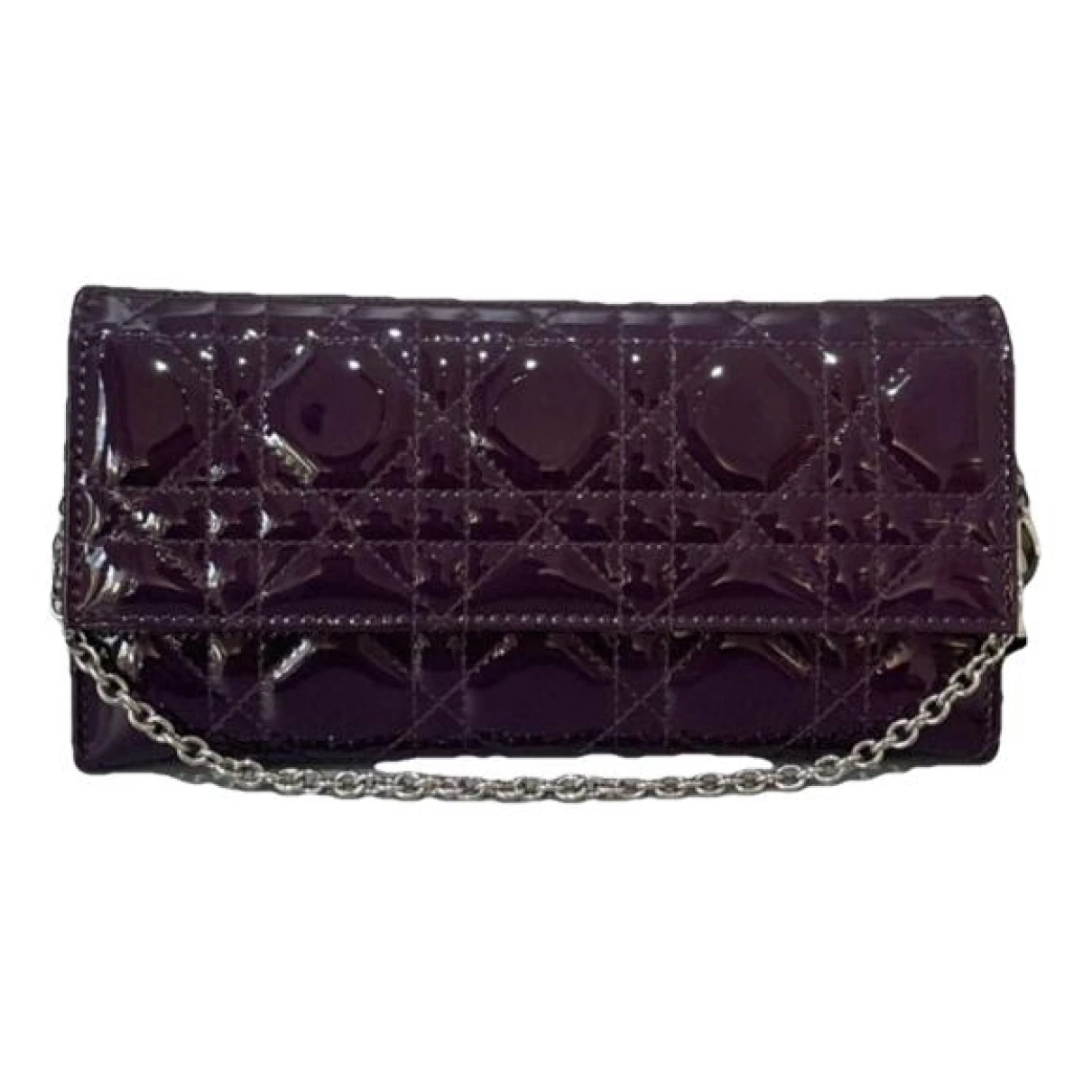 Pre-owned Dior Wallet On Chain Patent Leather Crossbody Bag In Purple