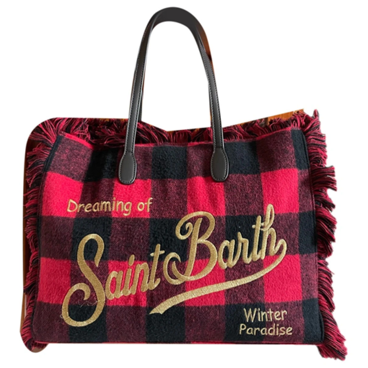 Pre-owned Mc2 Saint Barth Wool Handbag In Burgundy