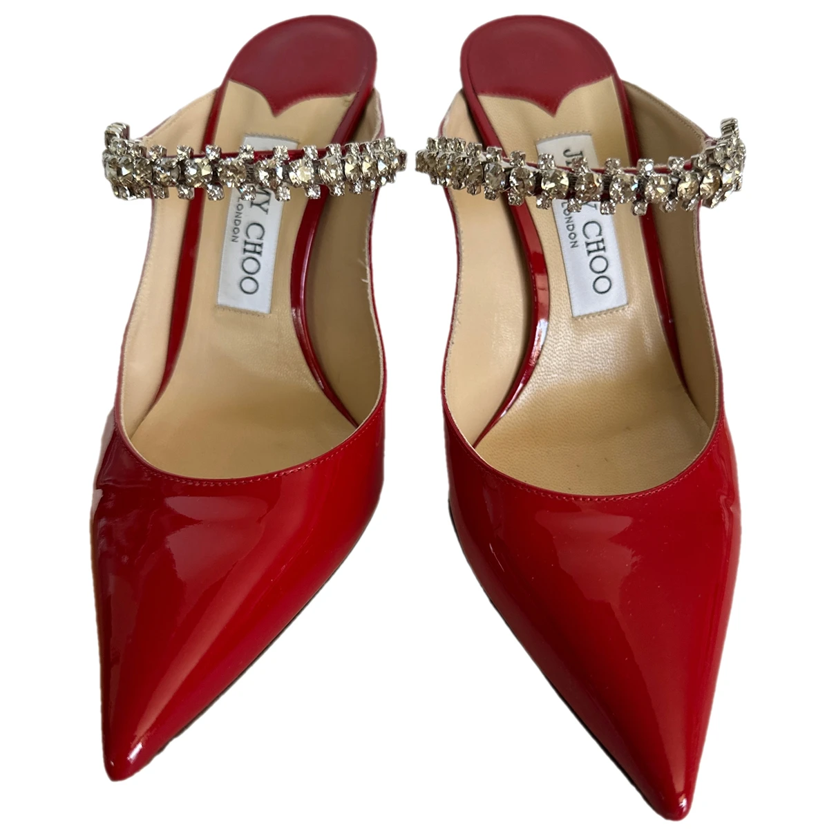 Pre-owned Jimmy Choo Bing Patent Leather Sandals In Red