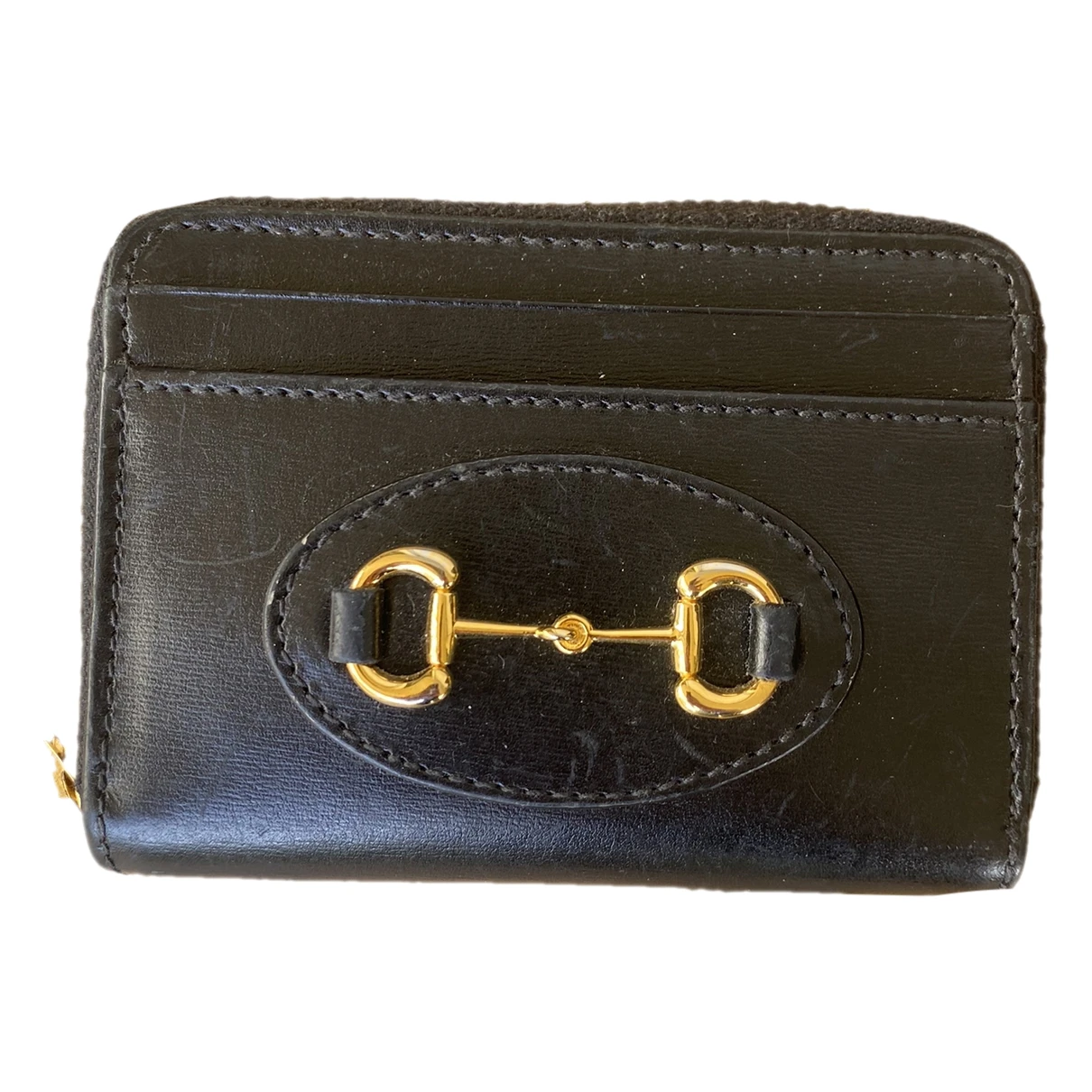 Pre-owned Gucci Horsebit 1955 Leather Wallet In Black