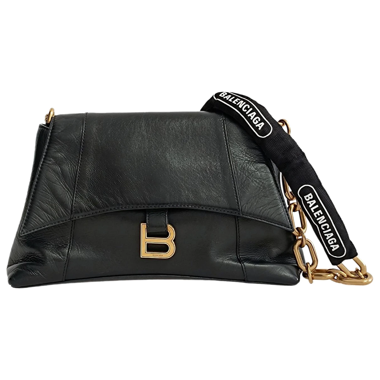 Pre-owned Balenciaga Downtown Leather Crossbody Bag In Black