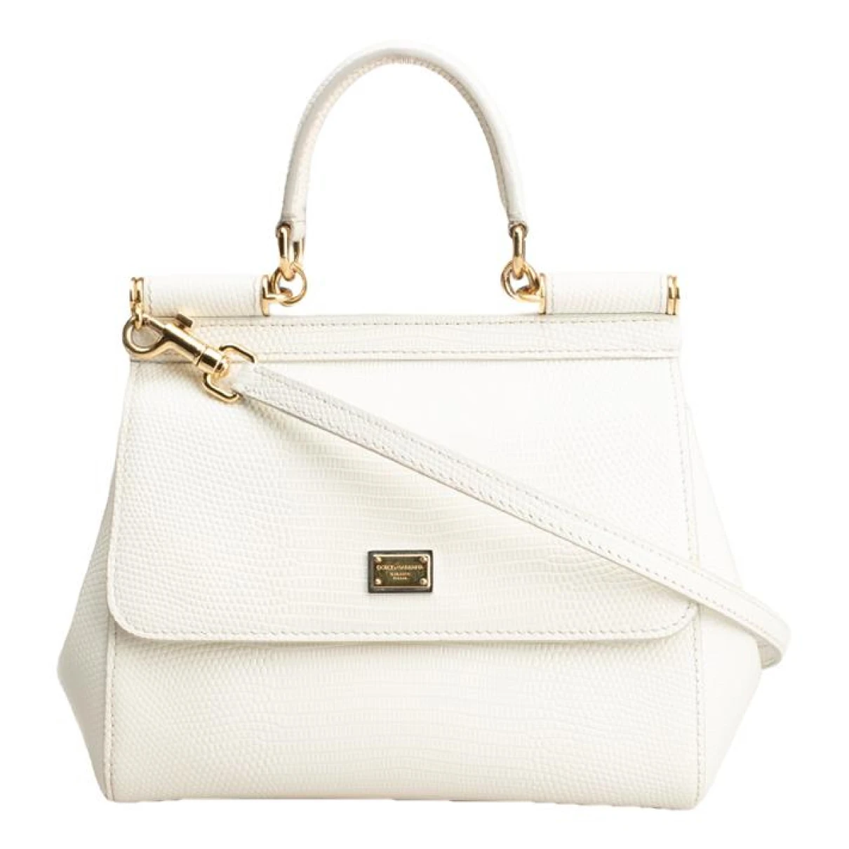 Pre-owned Dolce & Gabbana Sicily Leather Bag In White