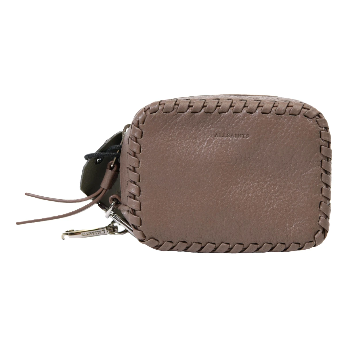 Pre-owned Allsaints Leather Key Ring In Brown