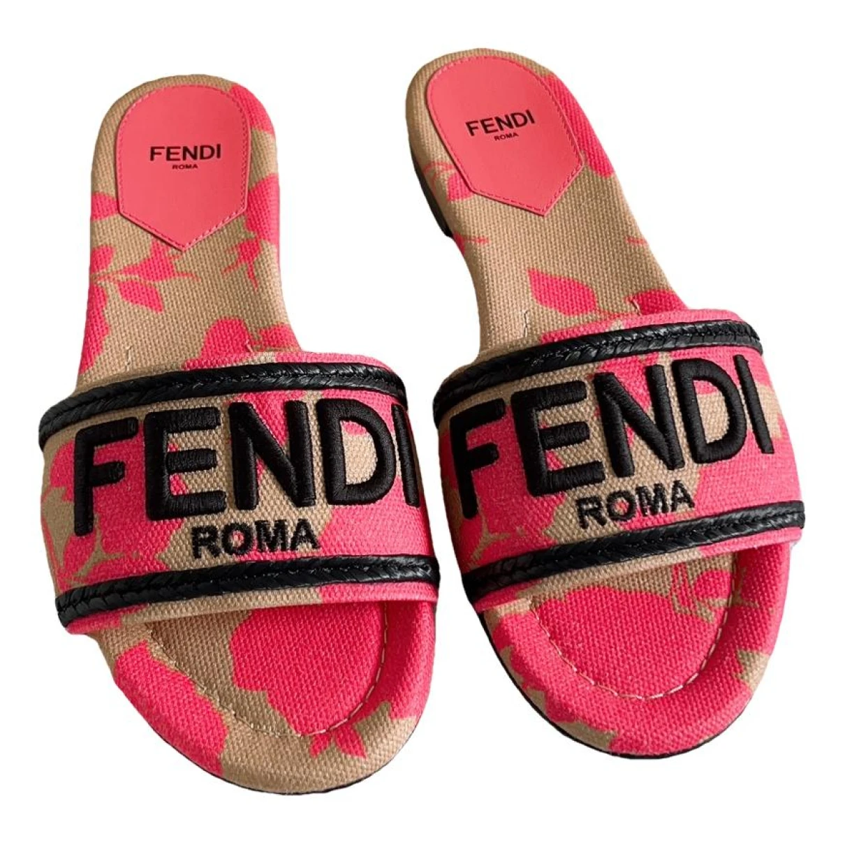 Pre-owned Fendi Cloth Sandal In Pink