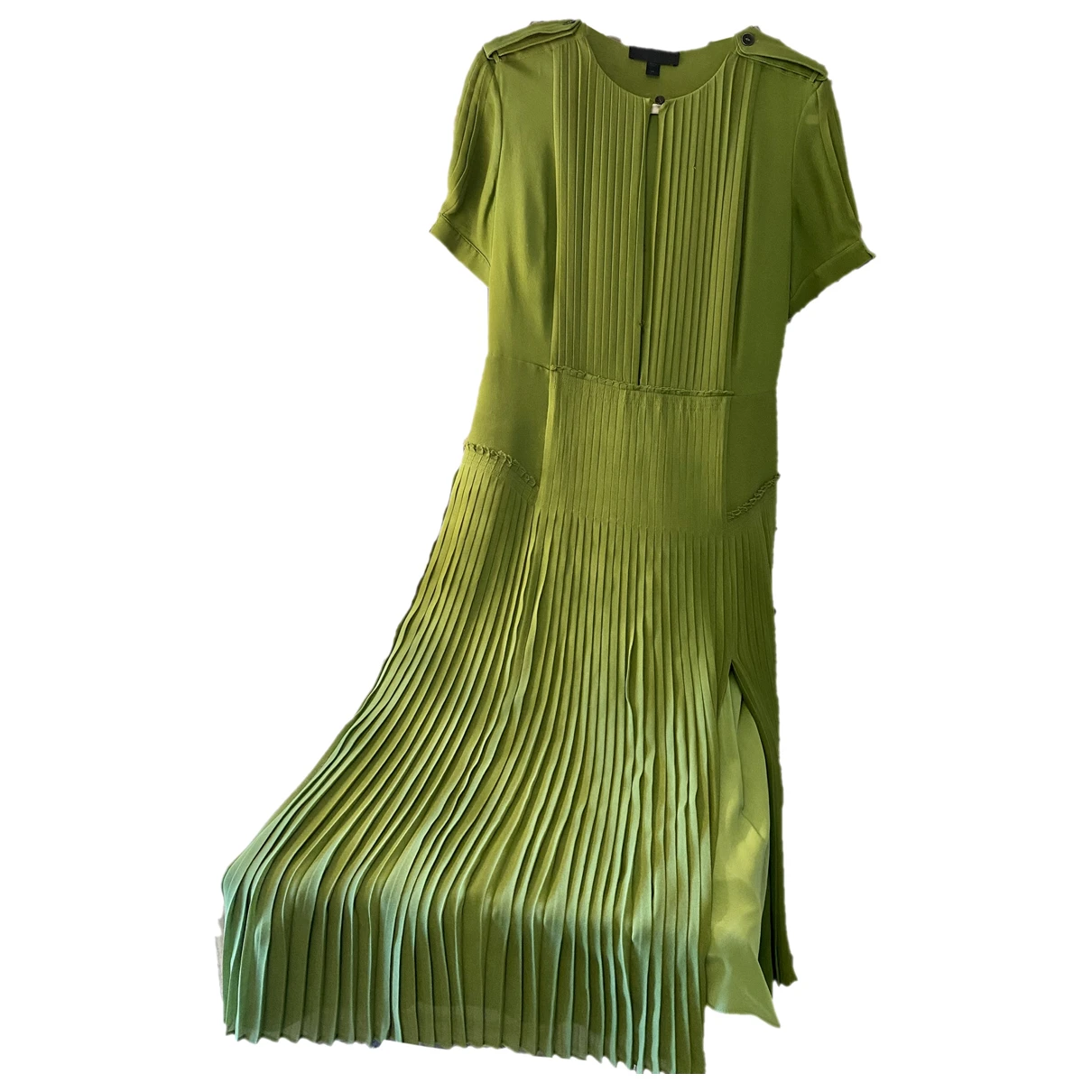 Pre-owned Burberry Silk Mid-length Dress In Green