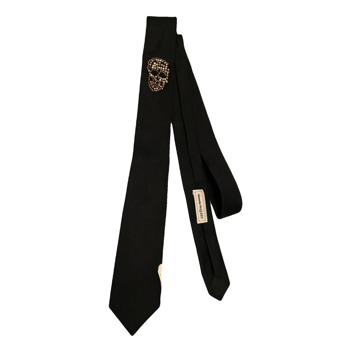 Pre-owned Alexander Mcqueen Silk Tie In Black