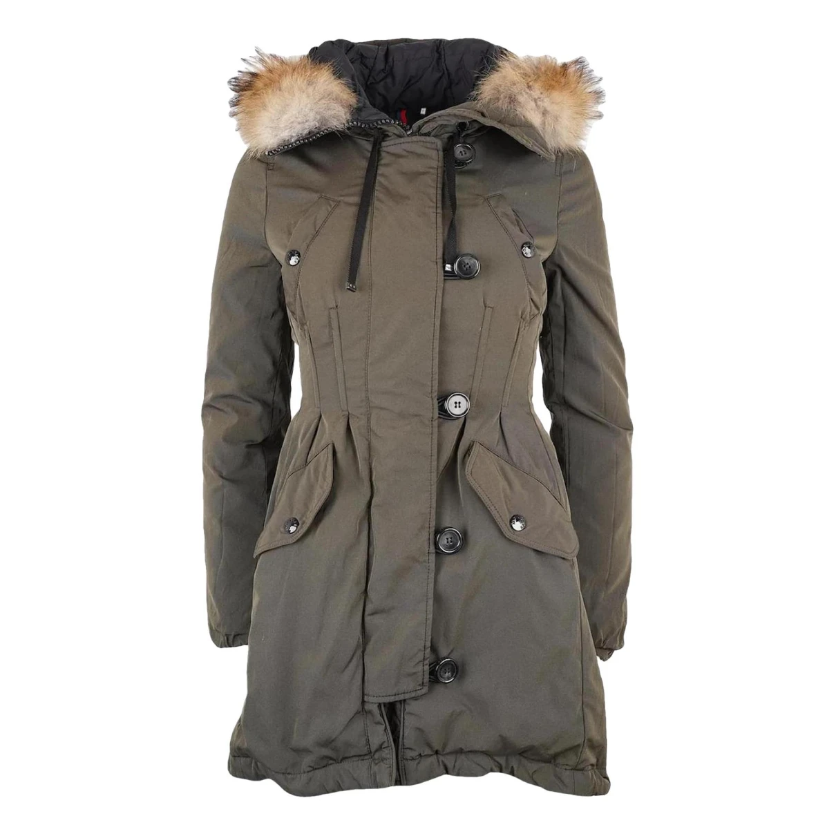 Pre-owned Moncler Fur Hood Puffer In Green