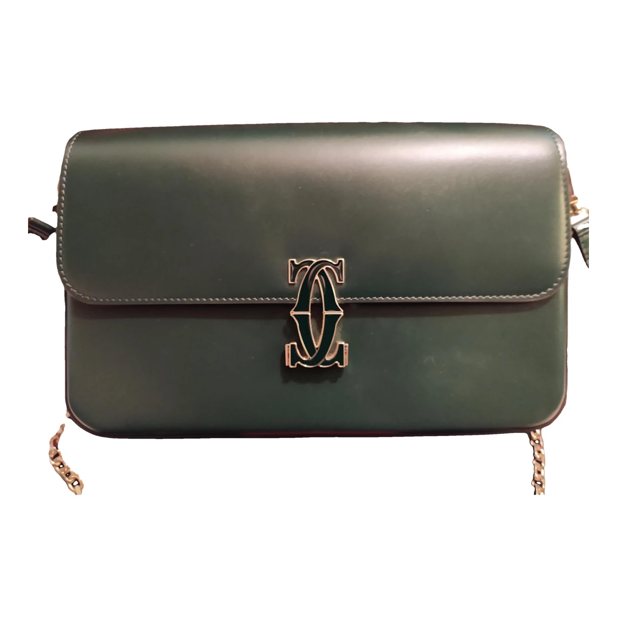 Pre-owned Cartier C Leather Handbag In Green