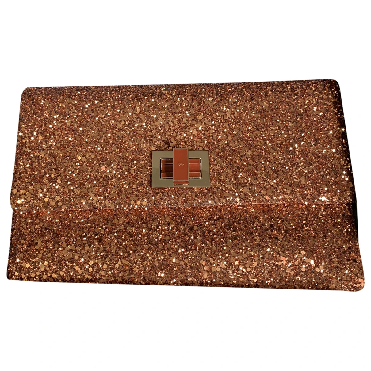 Pre-owned Anya Hindmarch Glitter Clutch Bag In Gold