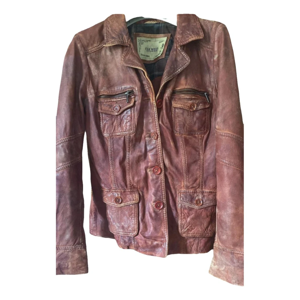 Pre-owned Oakwood Leather Jacket In Burgundy