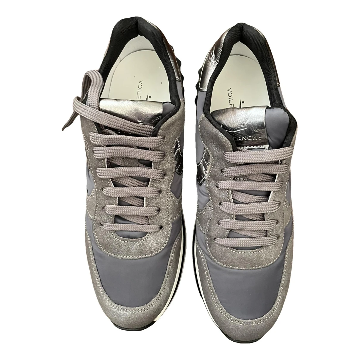 Pre-owned Voile Blanche Cloth Trainers In Anthracite