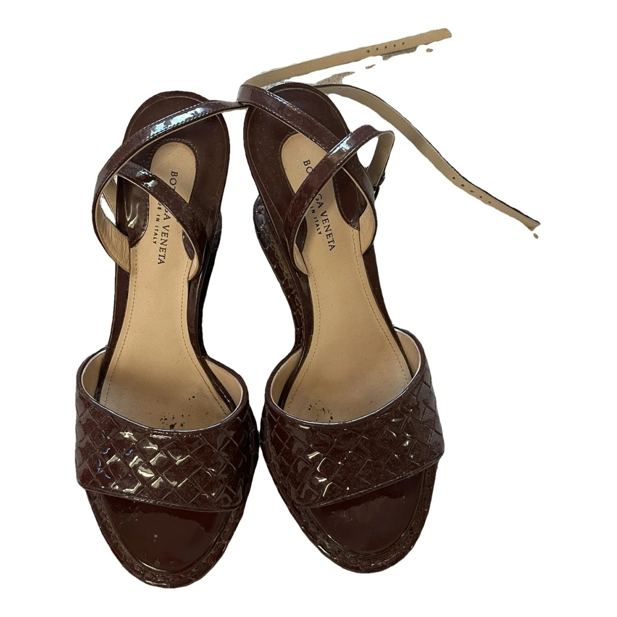 Pre-owned Bottega Veneta Patent Leather Sandal In Burgundy