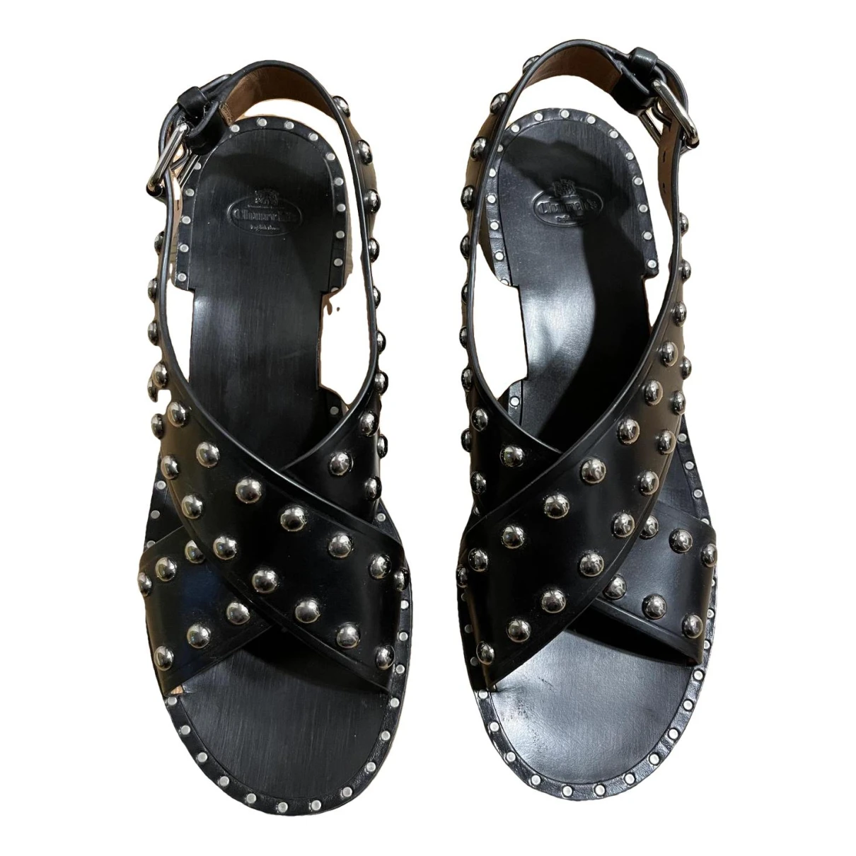 Pre-owned Church's Leather Sandals In Black