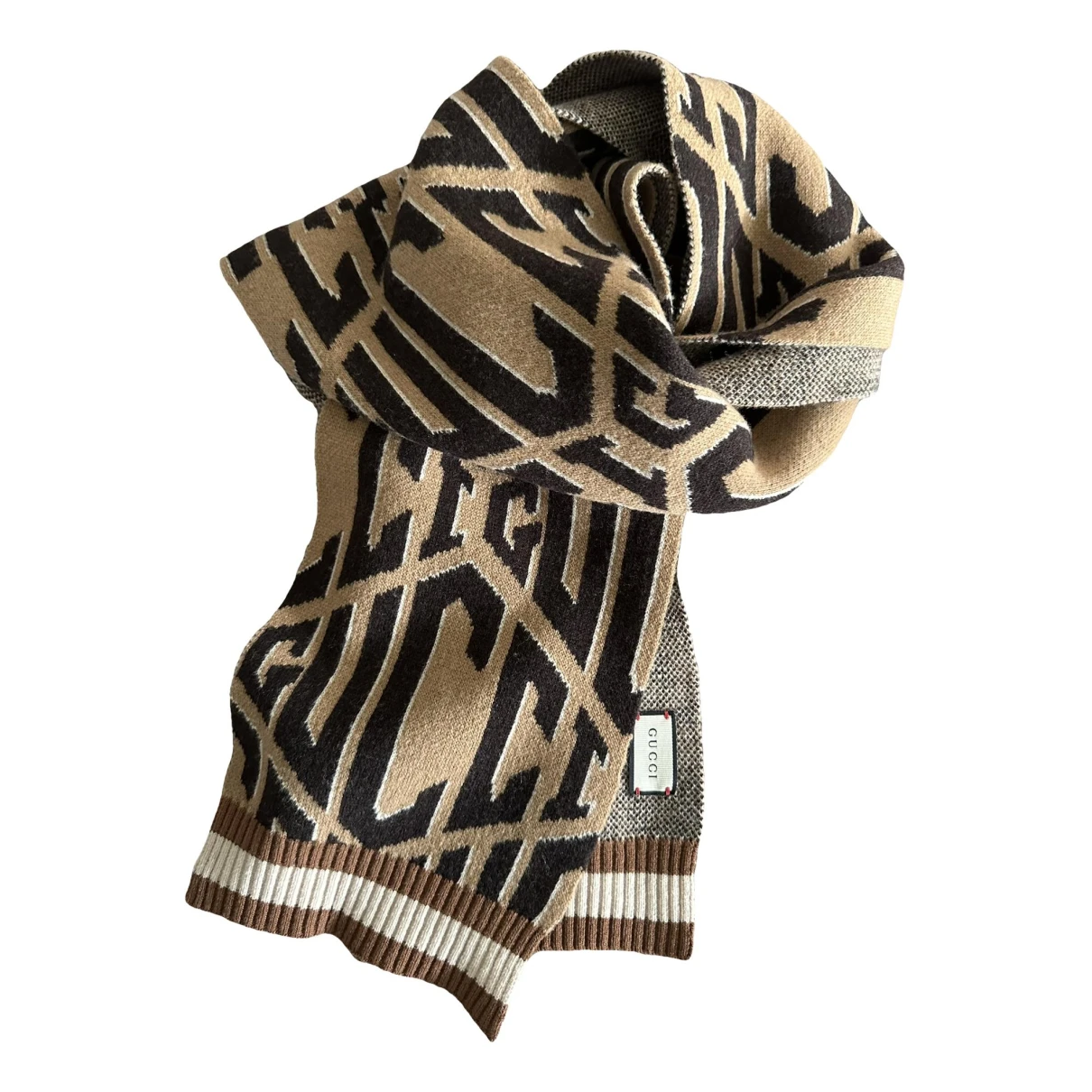 Pre-owned Gucci Wool Scarf & Pocket Square In Brown