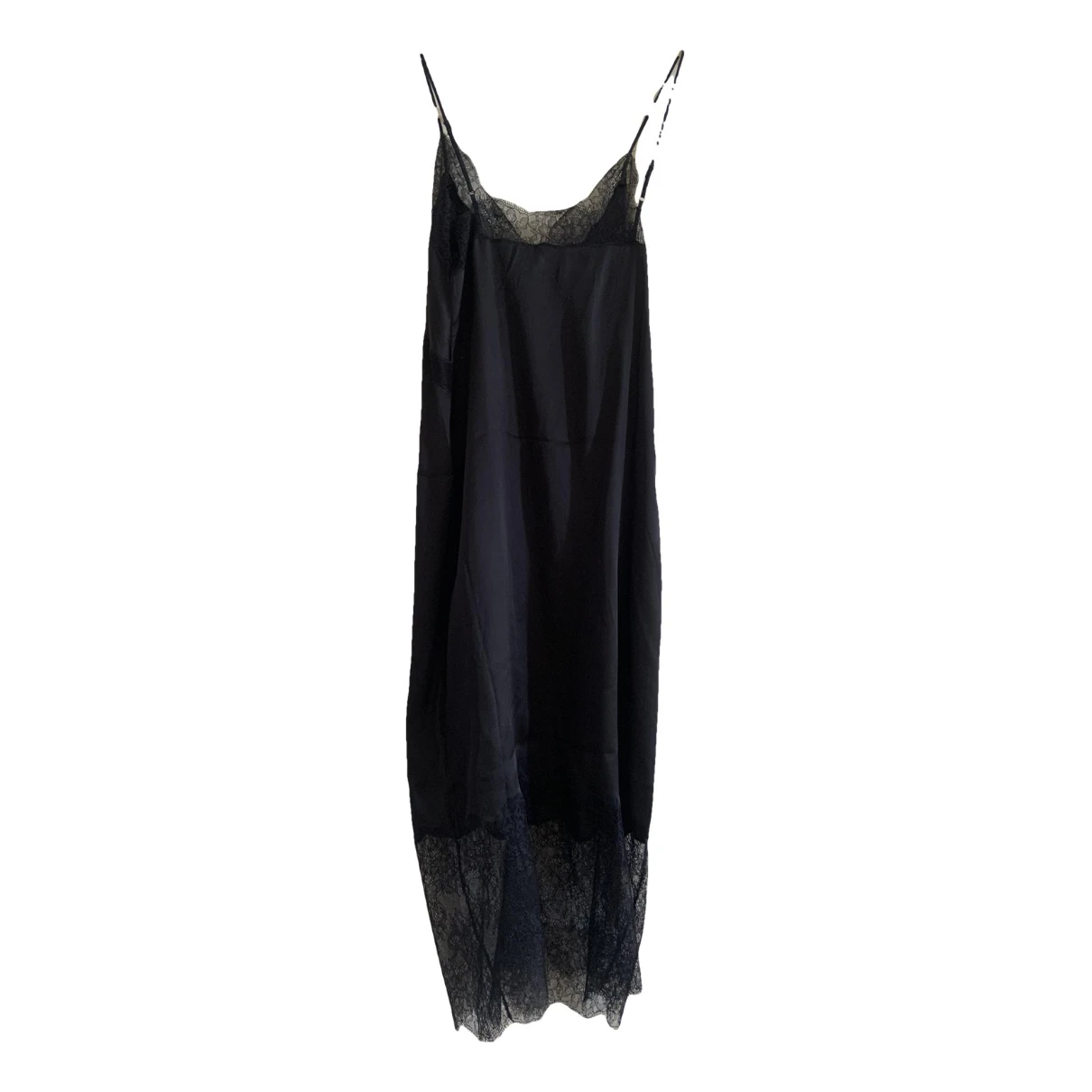 Pre-owned Anine Bing Silk Mid-length Dress In Black