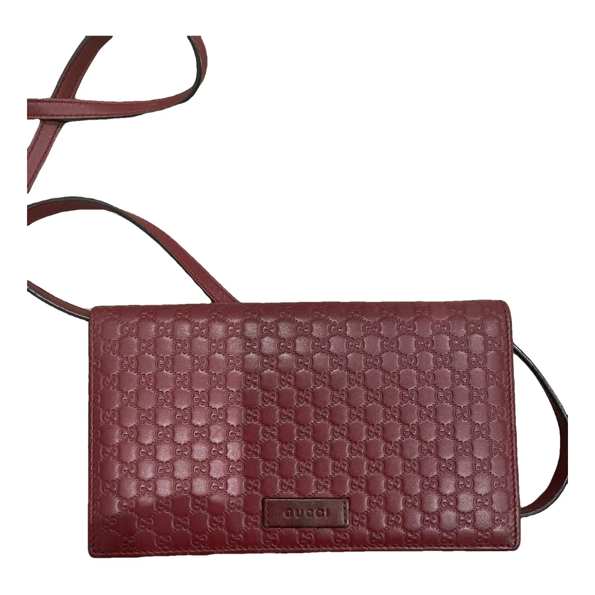 Pre-owned Gucci Leather Crossbody Bag In Burgundy