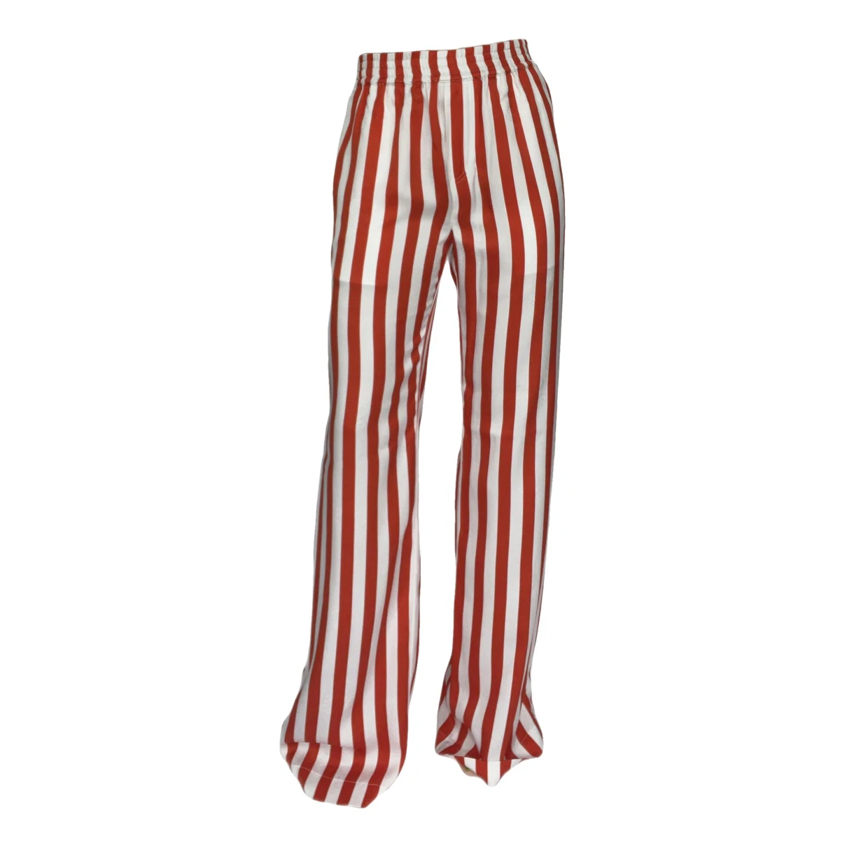 Pre-owned Burberry Silk Straight Pants In Red