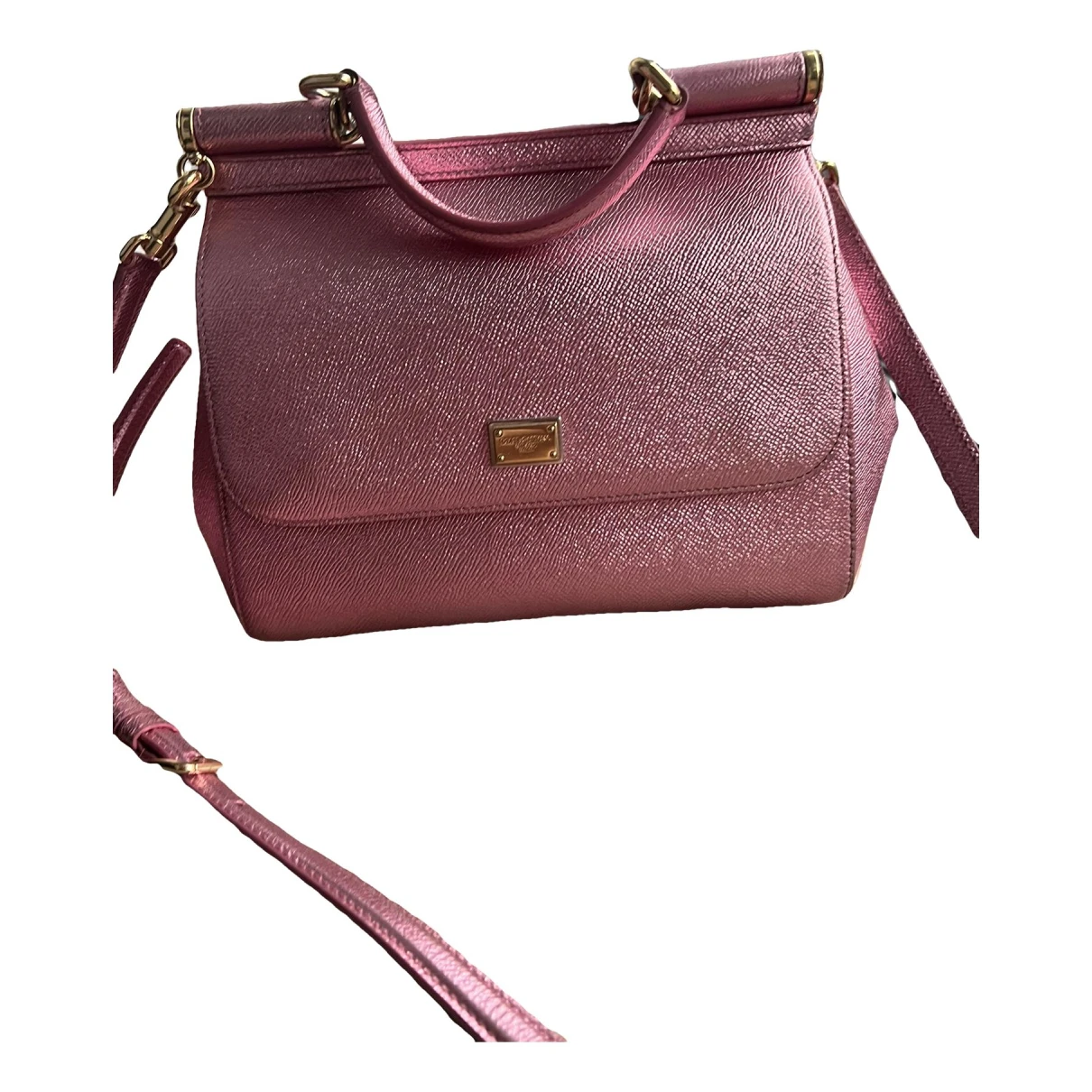 Pre-owned Dolce & Gabbana Sicily Leather Crossbody Bag In Pink