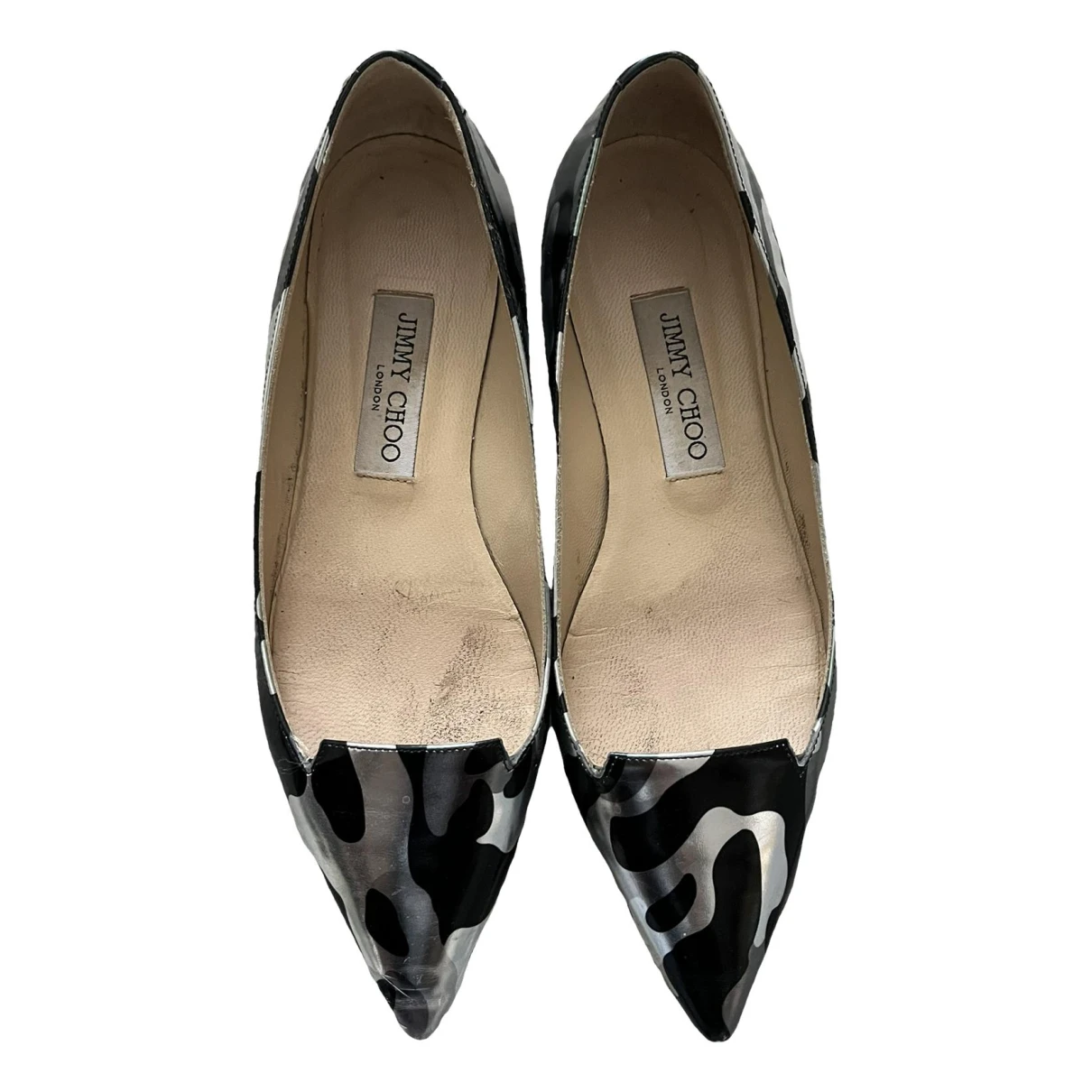 Pre-owned Jimmy Choo Patent Leather Ballet Flats In Silver