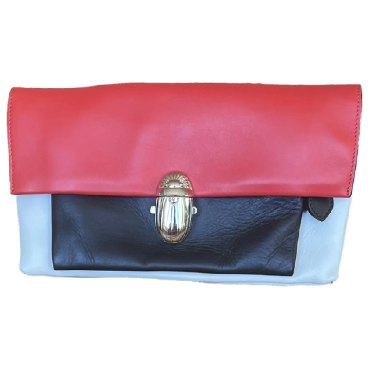 Pre-owned Christian Louboutin Leather Clutch Bag In White