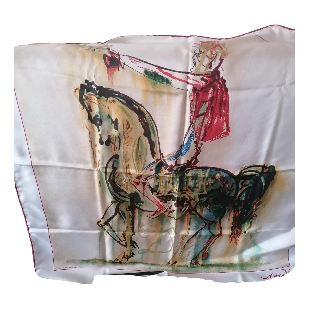 Pre-owned Salvador Dali Silk Handkerchief In Multicolour