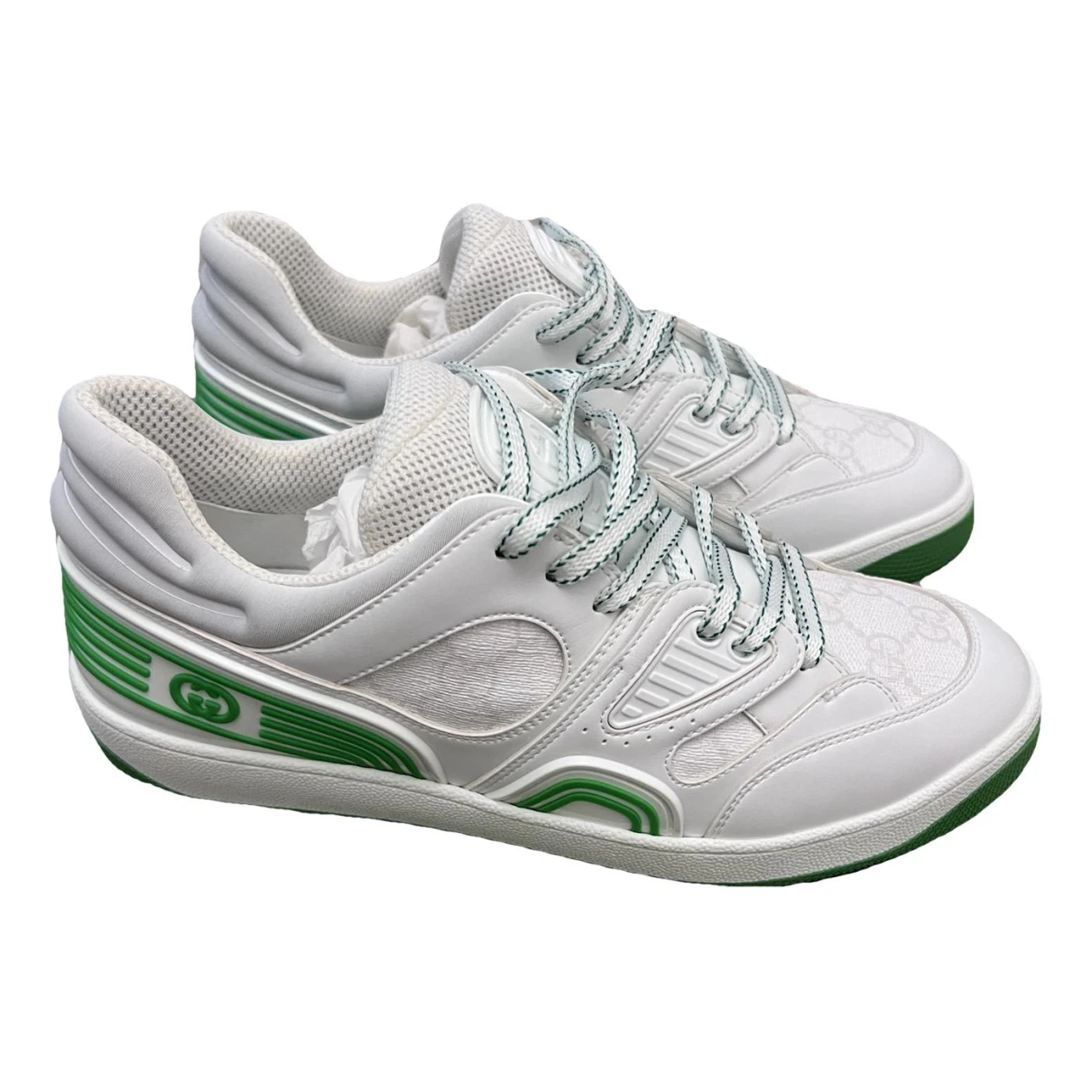 Pre-owned Gucci Leather Trainers In Green