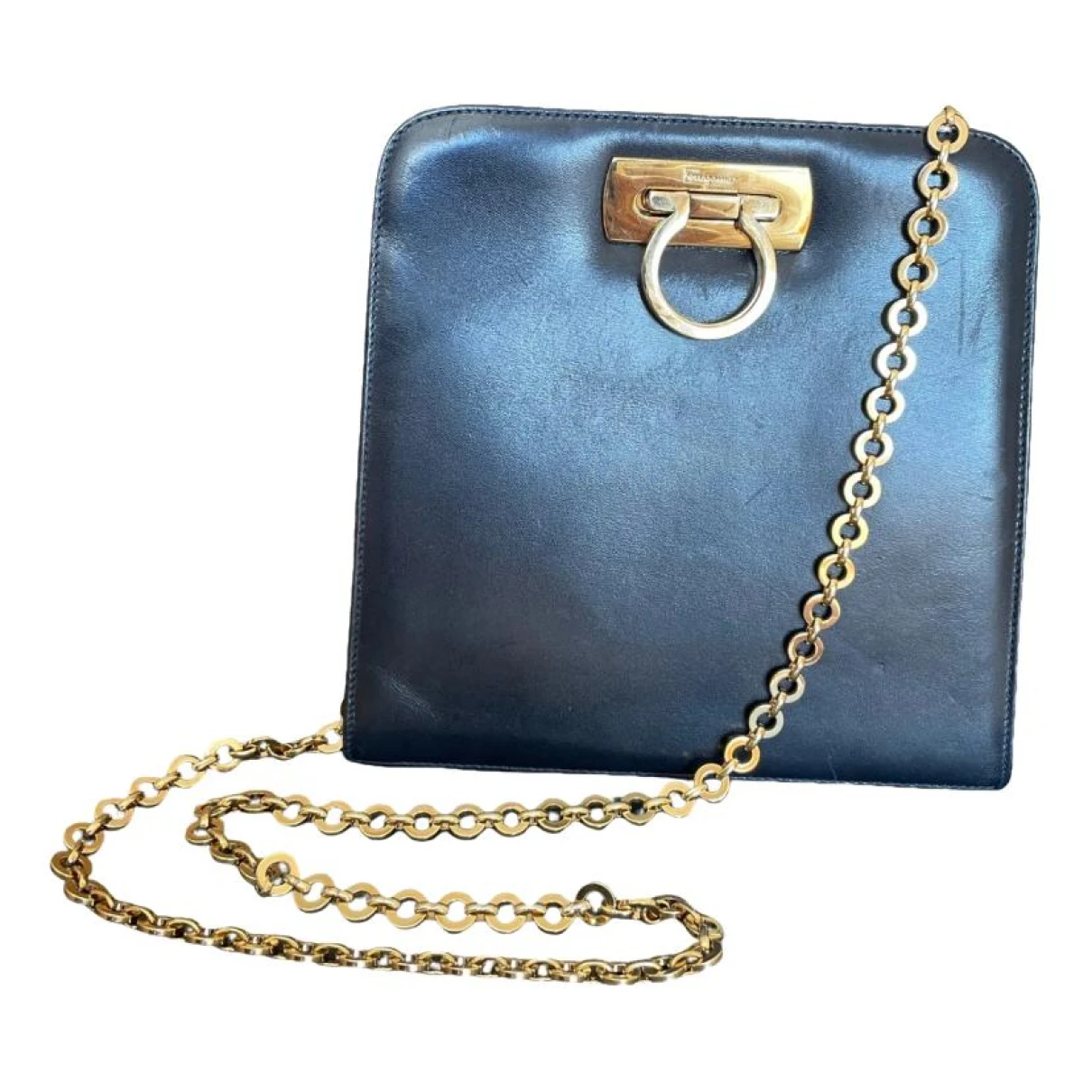 Pre-owned Ferragamo Leather Clutch Bag In Blue