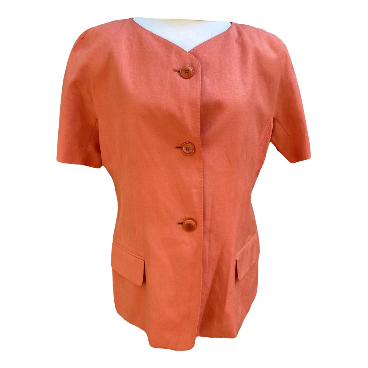 Pre-owned Max Mara Silk Cardi Coat In Orange