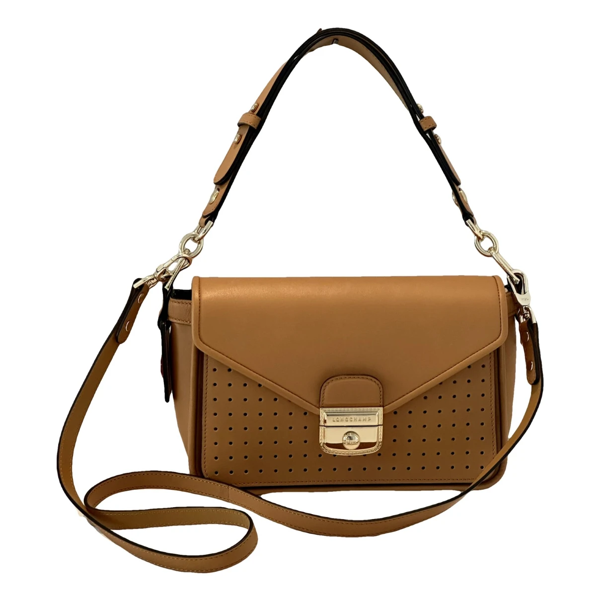 Pre-owned Longchamp Mademoiselle Leather Crossbody Bag In Camel