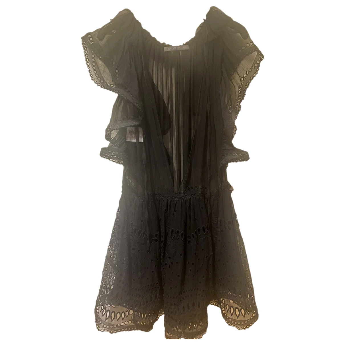 Pre-owned Alberta Ferretti Silk Mini Dress In Black