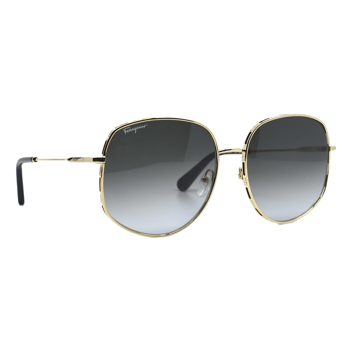 Pre-owned Ferragamo Oversized Sunglasses In Gold