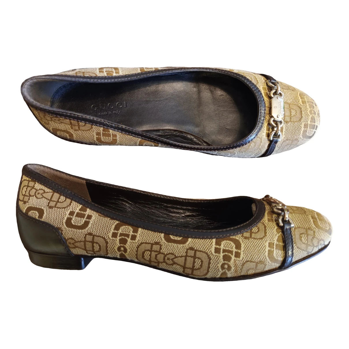 Pre-owned Gucci Cloth Flats In Brown