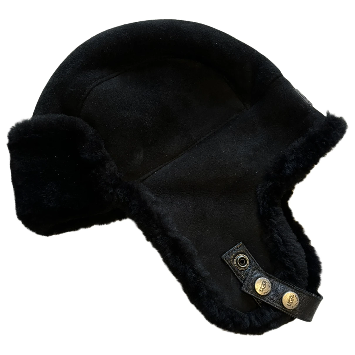Pre-owned Ugg Leather Hat In Black