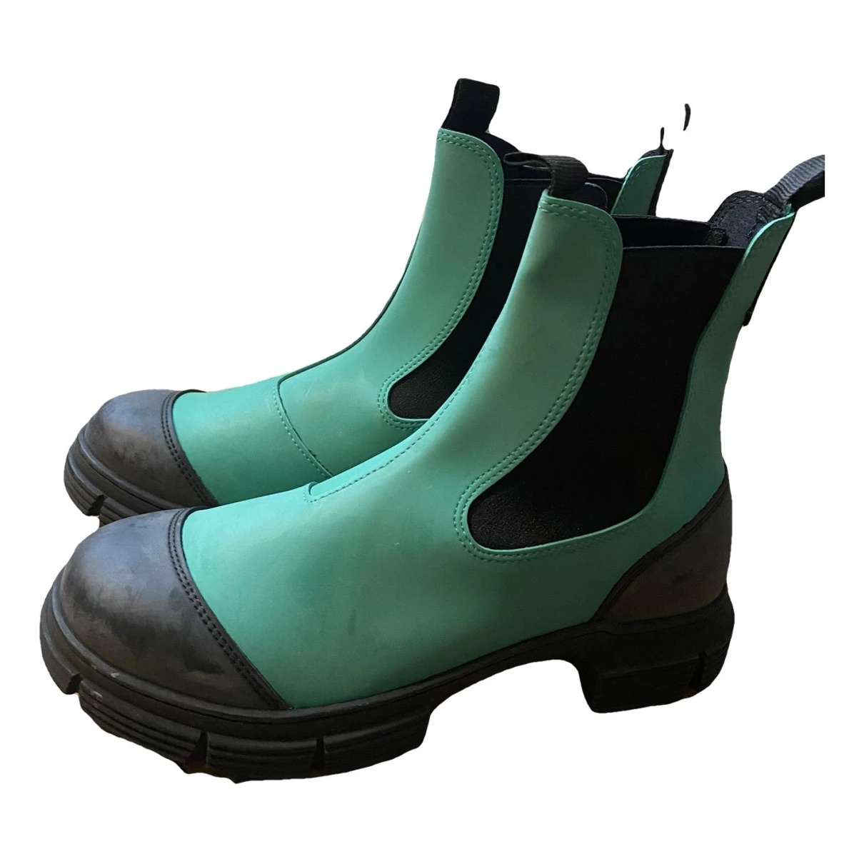 Pre-owned Ganni Boots In Green