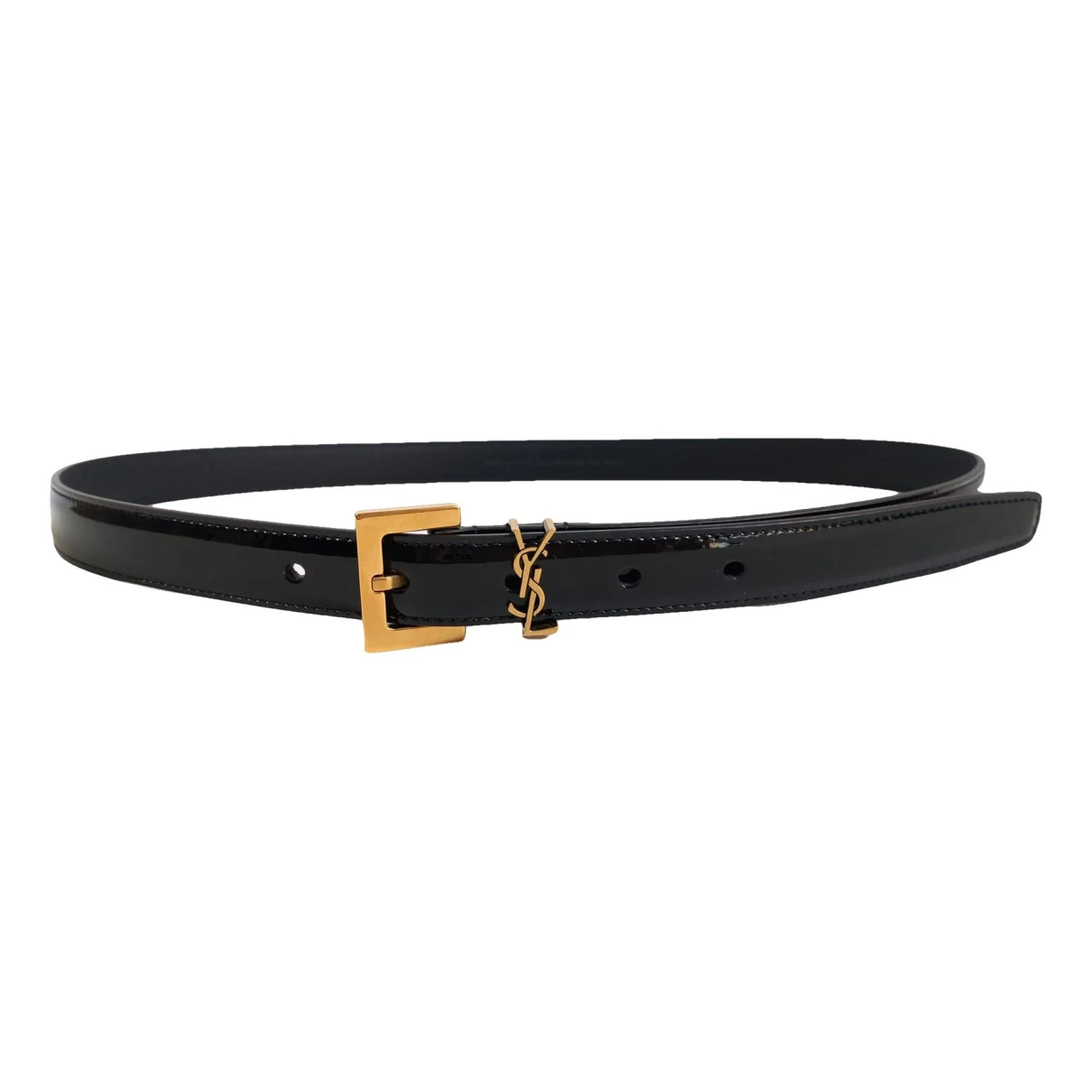 Pre-owned Saint Laurent Cassandre Patent Leather Belt In Black