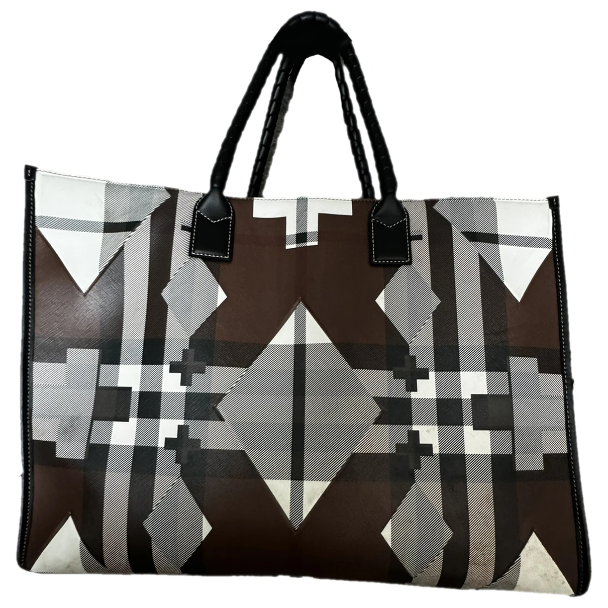 Pre-owned Burberry Leather Weekend Bag In Multicolour