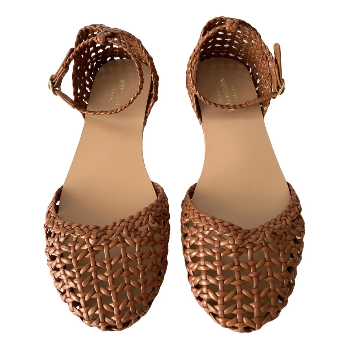Pre-owned Petite Mendigote Leather Sandals In Brown