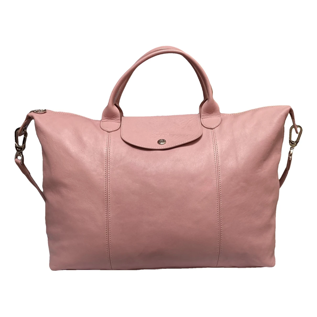 Pre-owned Longchamp Pliage Leather Handbag In Pink