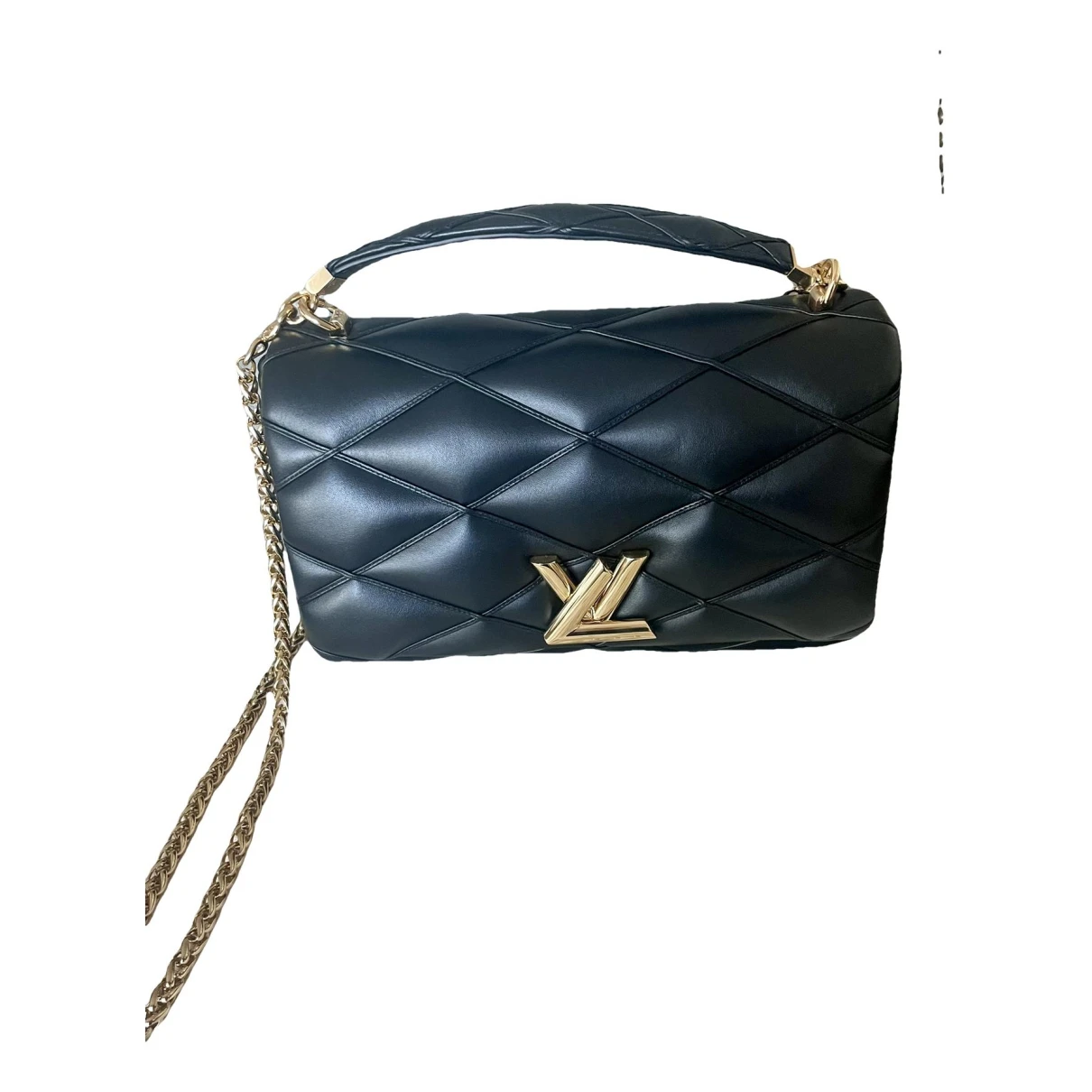 Pre-owned Louis Vuitton Go 14 Leather Handbag In Black