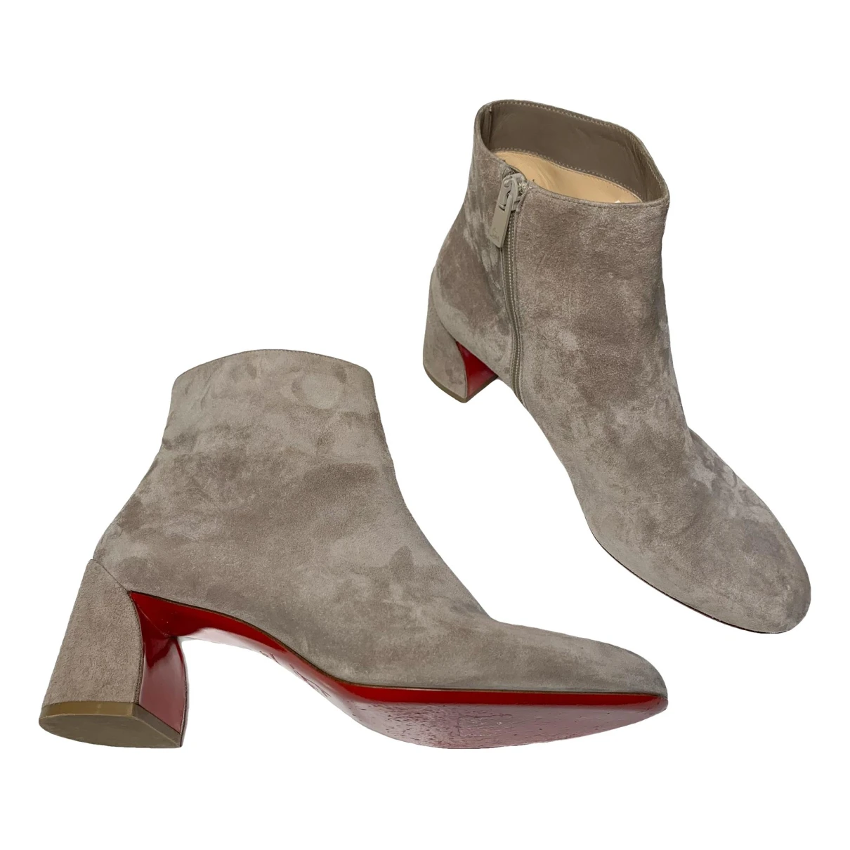 Pre-owned Christian Louboutin Boots In Grey