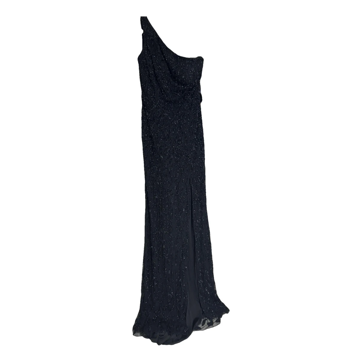 Pre-owned Sherri Hill Glitter Maxi Dress In Black