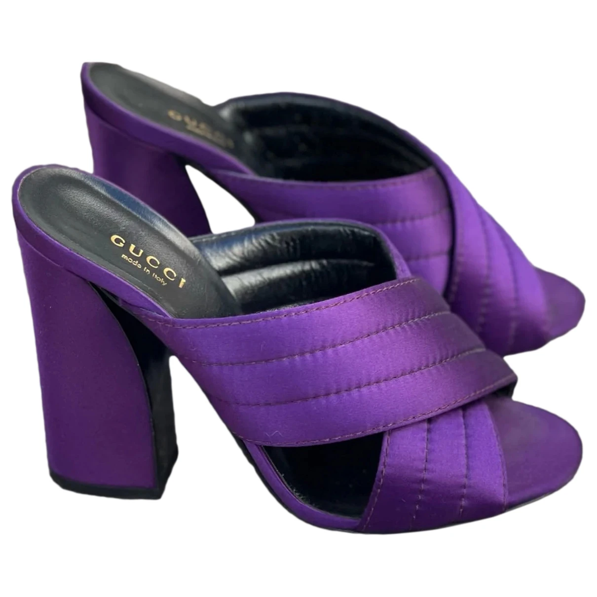 Pre-owned Gucci Cloth Mules In Purple